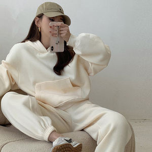 Nueva moda Hot Transfer Custom Logo Crew Neck Cotton Plain Hoodies para Crewneck Oversize Womens Chándal - Product Image 6