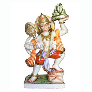 Mármol Hanuman Ji Murti |   Ídolo de Sanjeevani Bajrangbali para el Templo del Hogar |   Maliyas - Product Image 1
