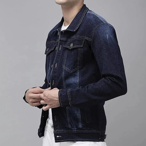 Veste en toile denim personnalisée pour hommes, style de rue, à manches longues, en jean extensible authentique, avec poches surdimensionnées - Product Image 5