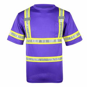 T-shirt de sécurité haute visibilité 2026 à manches courtes pour la construction, vêtement de travail haute visibilité en polyester pour hommes - Product Image 4