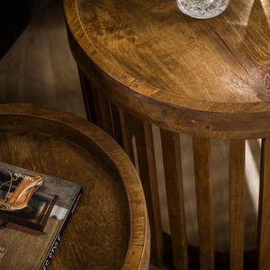 โต๊ะไม้มะม่วงแบบอุตสาหกรรมโต๊ะไม้แท้พับได้โต๊ะกาแฟสำหรับตกแต่งบ้านเฟอร์นิเจอร์ห้องรับประทานอาหารและห้องนั่งเล่นสำหรับเตียง - Product Image 4