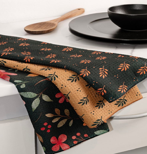 Ensemble de serviettes en coton pliées, jaune moutarde, unies et imprimées, disponible à prix de gros. - Product Image 5