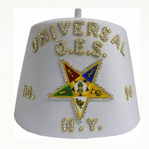 Chapeau FEZ de l'Ordre des Étoiles (OES) de la Franc-Maçonnerie, style Shriner, brodé à la main, avec pompons noirs, qualité supérieure, prix d'usine, vente en gros - Product Image 5