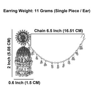 Efulgenz indio oxidado Jhumka Jhumki boda pendientes colgantes conjunto con cadena de oreja fabricante indio joyería para mujer - Product Image 4
