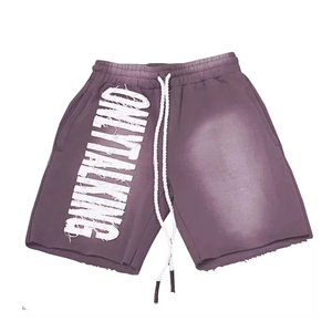 Pantalones cortos de lana Vintage de diseño personalizado para hombre, patrón sólido desteñido por el sol, estilos de bordado desgastado de algodón pesado - Product Image 2