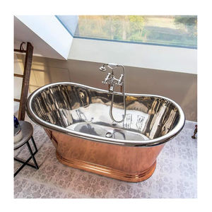 Bañera de Cobre de Primera Calidad Independiente para Baño, Estilo Moderno, Bañera de Cobre Niquelado Antiguo para Baños de Hoteles - Product Image 1
