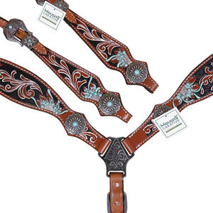 Juego de tachuelas de cuero occidental para caballete y cuello de pecho para caballo, juegos de tachuelas de cuero mecanizadas a mano, proveedor de Fabricante personalizado - Product Image 2