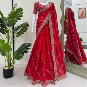 Vêtements de fête de mariage de luxe Designer de mode Pur Banarasi Cuivre Zari Tissage Saree en soie douce du fabricant indien - Product Image 1