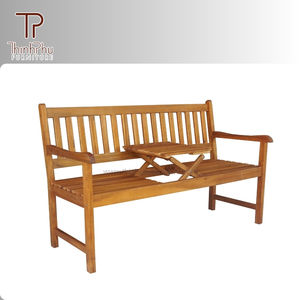 Banc moderne en bois d'acacia massif et durable avec table escamotable, mobilier d'extérieur pour parcs, centres commerciaux et villas - Thinh Phu Furniture - Product Image 1