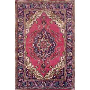 Tarbiz Semi Antique Hand Knotted Persian Tabriz Rugs Red, 9'2 X 6'3, Panr02912 (Red : 10523) - Product Image 1