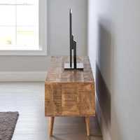 MANGALAM ART EXPORT Mueble para TV de Madera Maciza de Mango con Almacenamiento, Unidad Multimedia de Madera, Diseño Europeo, Hecho a Mano para Sala de Estar