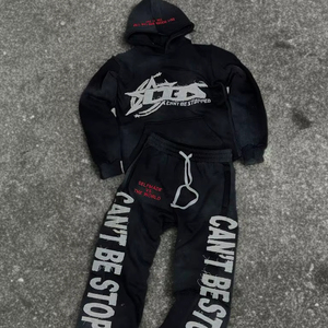 Logo personnalisé imprimé ensembles empilés survêtements ensembles pour hommes deux pièces ensembles de pantalons évasés sweats à capuche survêtements pour hommes - Product Image 1