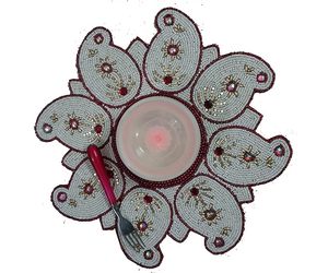 Glass <b>Beaded</b> Round <b>Placemat</b> for Dining Table Kitchen Wedding Christmas Decorations Family Gatherings and Parties - Product Image 5