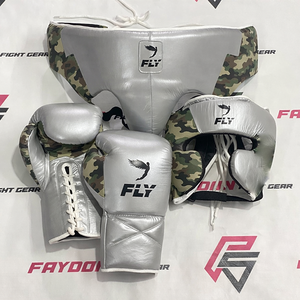 Ensemble de gants de boxe personnalisés avec logo, pour sparring, Muay Thai, MMA, fermeture à lacets, rembourrage confortable pour le kickboxing et les arts martiaux - Product Image 4