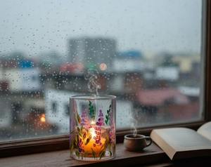 แก้วใส่เทียนวาดลายด้วยมือ |   ที่ใส่เทียนทรงกระบอกลายดอกไม้บาน |   ที่ใส่เทียนหอมลายดอกลาเวนเดอร์ วาดด้วยมือ งานฝีมือ - Product Image 2