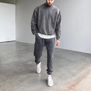 Oem Custom Acid Washed Hoodie No <b>Strings</b> Oversized French Terry Sweatshirts Men Vintage Distressed Hoodies hoodie - Product Image 3