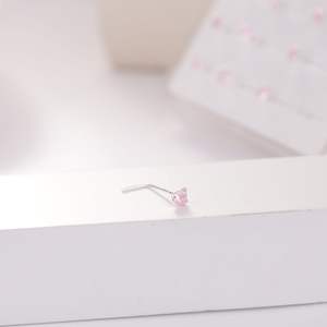 20 pièces 3MM rose coeur CZ nez goujon boule broche L forme broche <span class=keywords><strong>narine</strong></span> os nez <span class=keywords><strong>Piercing</strong></span> bijoux beauté nez <span class=keywords><strong>anneau</strong></span> affichage en gros - Product Image 2