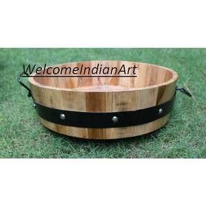 Bandeja de servicio de madera redonda única Juego de 1 modelo de madera Premium - Product Image 5