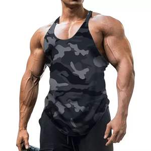 Casual Breathable Quick Dry Racerback Fitness <b>Men's</b> Tank Top <b>Stringer</b> <b>Vests</b> Custom Logo Printing Athletic Workout Singlets - Product Image 3