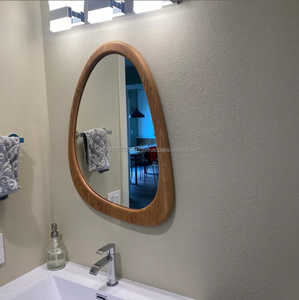 KALATRI Handmade Eco-Friendly <b>Lightweight</b> Wall <b>Mirror</b> Real Wooden Frame Wavy Irregular Design Classic Art - Product Image 3