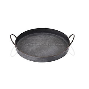 Multi Home Collection Bandejas decorativas para servir de Navidad Bandejas Bandeja de servicio galvanizada personalizada con asas de cuerda Juego de-3 - Product Image 3