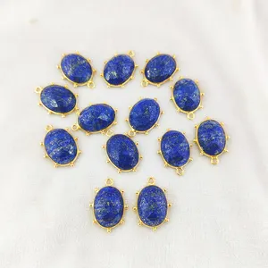 Pendentif en forme de tortue en lapis-lazuli, argent 925, vermeil or, serti fantaisie, charmes naturels, 12x16 mm, certifié par un tiers - Product Image 1