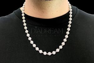 Collar de cadena de bolas de diamante cultivado VVS Clarity Leb de Plata de Ley 925 de moda joyería helada personalizada para mujeres y hombres - Product Image 2
