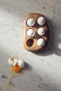 Dark Wood <b>Wooden</b> Egg <b>Rack</b> With Rich Tone And Rustic Texture For Elegant Kitchen Interior Styling - Product Image 4