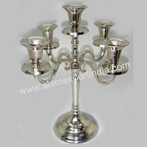 New Modern Royal Designer Indoor Candle Holder Silver Plated Finishing Design Five Branches Candle Holder <b>Candelabra</b> Centerpiece - Product Image 4