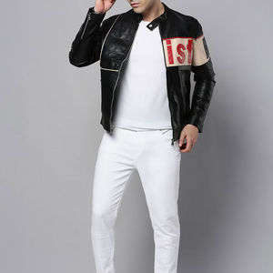 2025 haute qualité vêtements de rue fermeture éclair Style hommes veste en cuir respirant col montant à manches longues veste en cuir - Product Image 4