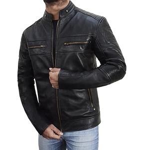 Nouveauté Veste de moto en cuir de vache de haute qualité, col montant XL avec décoration en fourrure, veste d'hiver respirante pour hommes - Product Image 3