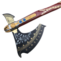 Kapak Baja Damaskus Buatan Tangan, Tempa, Baja Anti Karat Industri, Kratos Leviathan Game War Viking DIY, untuk Memotong Kayu, HRC 58-60
