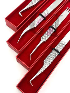 Pince à épiler d'extension de cils en acier inoxydable de nouvelle conception de couronne de style différent argenté de haute qualité avec outil de beauté de Logo personnalisé - Product Image 2