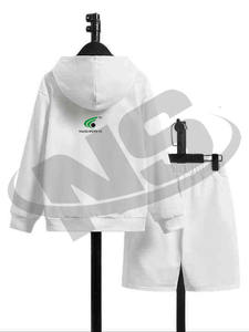Wholesale <b>Men</b> Hoodie <b>Shorts</b> Set Loose Fit Baggy Style Sports Tracksuit Cotton <b>Fleece</b> Custom Design Two Piece Suit - Product Image 6