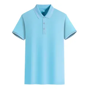 T-shirt personnalisé avec logo imprimé, tissu en polyester/coton, boutons sur le devant, manches courtes, motif uni, 180g pour homme - Product Image 6
