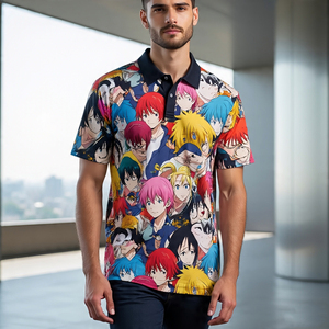 เสื้อโปโลพิมพ์ลายอะนิเมะสำหรับผู้ชายเสื้อโปโลเล่นกอล์ฟโพลีเอสเตอร์100% แบบซับลิเมชันสำหรับฤดูร้อน - Product Image 5