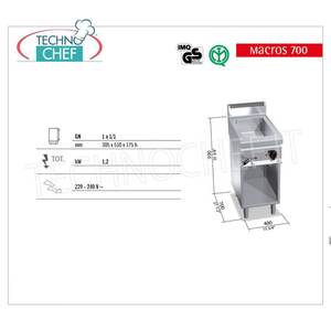 Bain-marie électrique à compartiment ouvert, capacité 1 x GN 1/1, 400x700x900h - Product Image 1