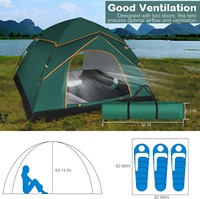 Tienda de Campaña Tipo Domo, Instalación Instantánea, Impermeable, de Poliéster, Cuatro Estaciones, Doble Capa, Camuflaje, con Porche para Senderismo y Viajes al Aire Libre