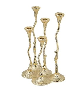 Ensemble de trois chandeliers en métal doré pour l'éclairage intérieur de la maison, décoration de mariage pour les occasions de Noël - Product Image 5
