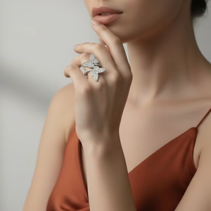 Anillo de mariposa para mujer de oro de 14 quilates y diamantes auténticos |   0.49Ctw - Product Image 5