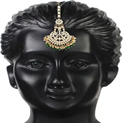 जेएमसी 18k सोना मढ़वाया पारंपरिक पुष्प कुंदन मोती Maangtikka राजस्थानी Sheeshphool/महिलाओं के लिए SheeshPatti