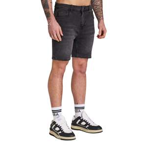 Pantalones cortos ajustados para hombre, ropa de calle moderna con dobladillo cónico de mezclilla gris, pantalones cortos clásicos esenciales de verano de cintura media cómodos - Product Image 4