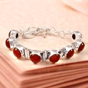 Bracelet chaîne en grenat rouge, délicat, en argent sterling, sept points cinq pouces, bijoux faits à la main, fournisseur en gros - Product Image 4