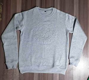 Sweat-shirt à col rond en molleton bouclette 100 % coton de haute qualité, personnalisé, brodé et gaufré, respirant, pour homme, hiver, avec impression et col bouffant - Product Image 3