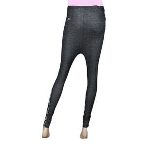 Women's Side Print <b>Denim</b> Tight - Black - Product Image 4