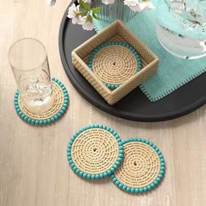 Sous-verre durable de rotin fait à la main des fibres naturelles offrant la protection durable pour la maison - Product Image 2