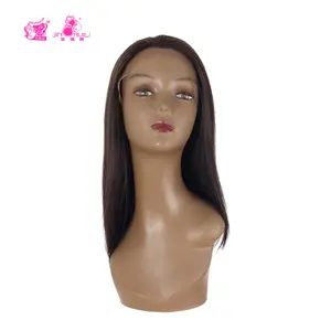 JINRUILI populaire 16 pouces cheveux synthétiques brun foncé mi-longueur droite cheveux naturels noir longue perruque avant de lacet pour femme