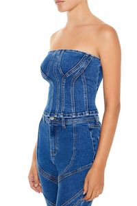 Vente chaude 2025 Retravaillé Denim Tube Top Respirant Durable Bleu Couleur Femmes Denim Jeans Tube Top femmes chemise - Product Image 4