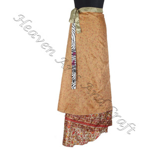 Beach Vintage Sari Silk Long Wrap Falda Vintage Silk Magic Wrap Falda Moda Mujer Maxi Vestido para Mujer Ropa Convertir - Product Image 1