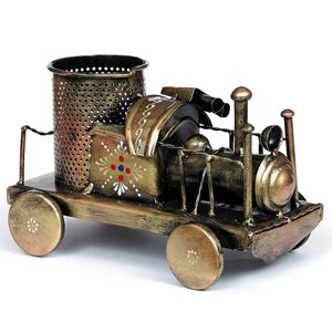 Motor ferroviario Hierro dorado Diseño tradicional Ligero Durable Redondo Soporte para bolígrafo de mesa - Product Image 4